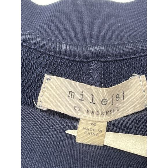 Miles(s) By MADEWELL Women SZ M Sweatshirt Pullover Faux Leather Stars Crew Neck - Picture 3 of 11